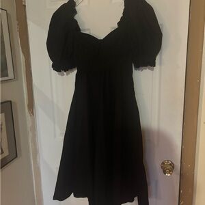 Selkie Black Puff Sleeve Midi Dress - Classic Women's Dress